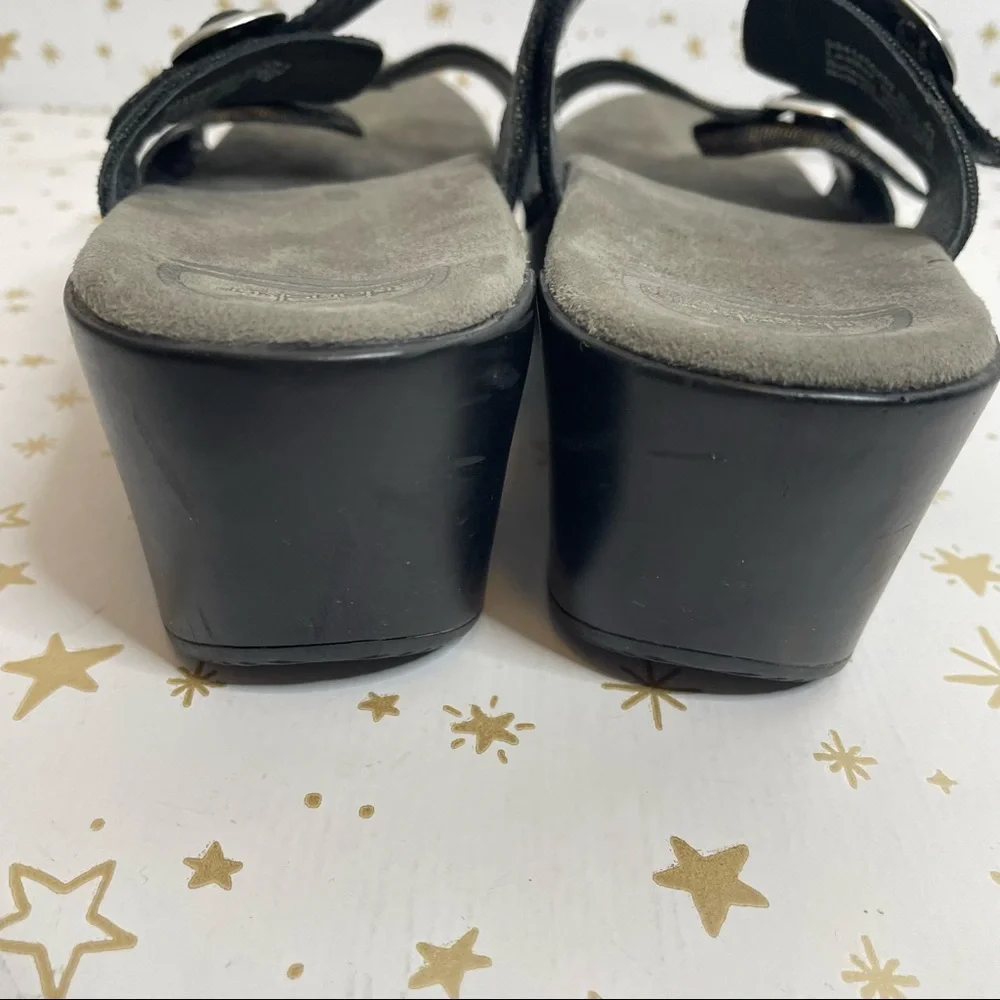 Dansko | Sophie Platform Buckle Sandal Metallic Python Black Size 41